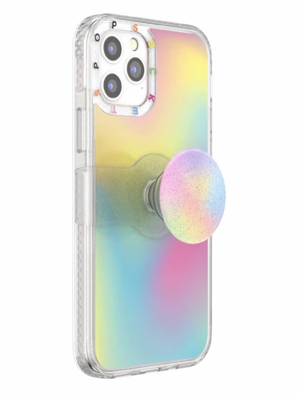 PopSocket Pastel Gradient iPhone 12 Project Case with Glitter pop socket slider